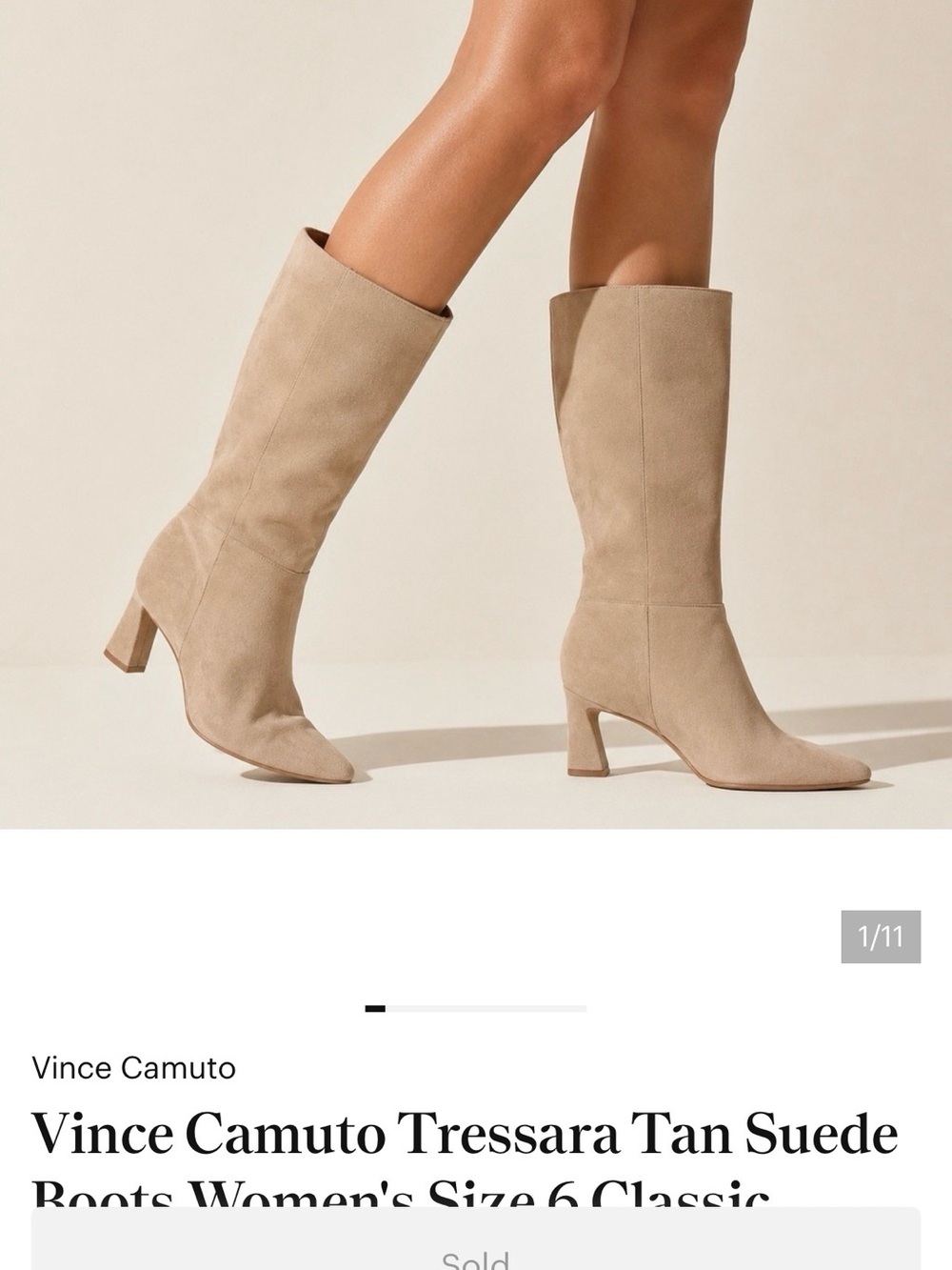 Vince Camuto Tressara Tan Suede Boots Women's Size 6 Classic Minimalist Neutral